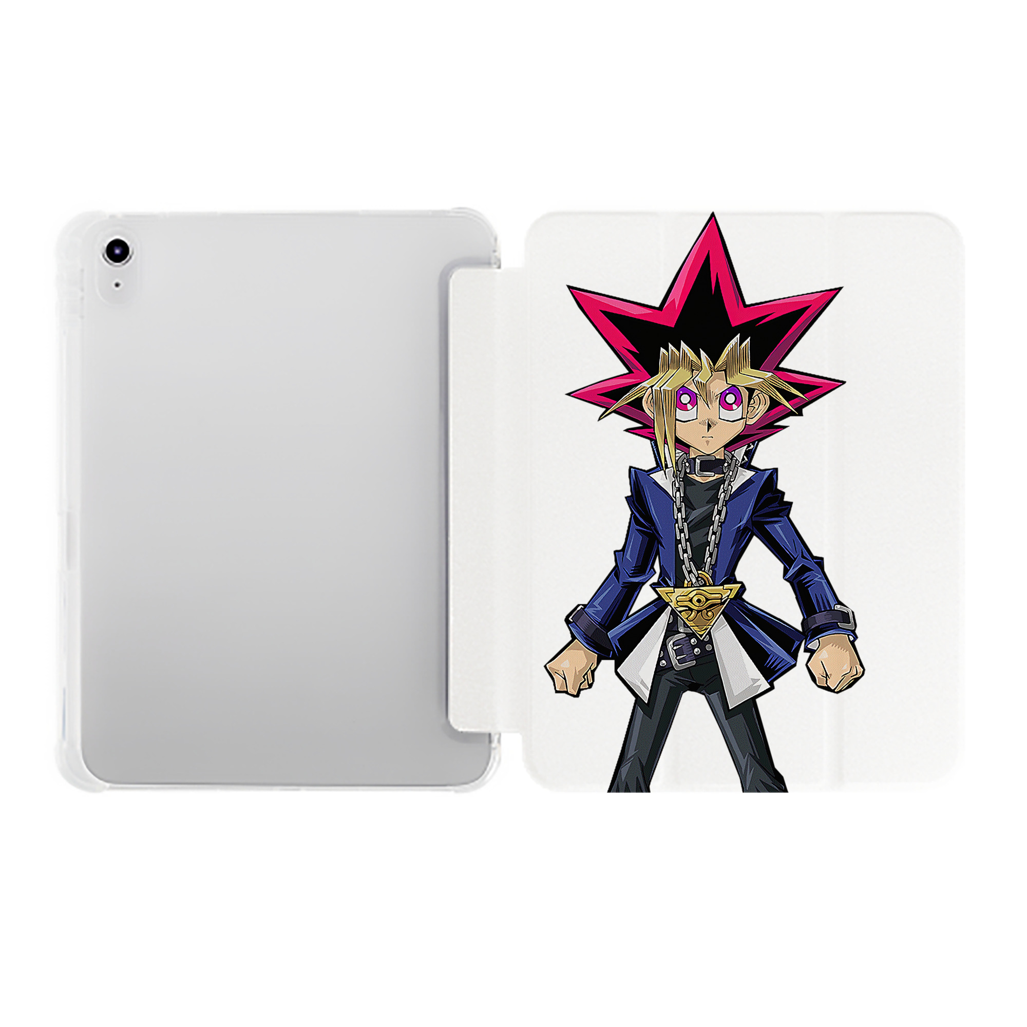 （画像用） 遊☆戯☆王 Yu-Gi-Oh! IPad ケース ペン収納付き 三つ折りスタンド PUレザー×シリコン 対応機種9.5/10.5/10.9インチ